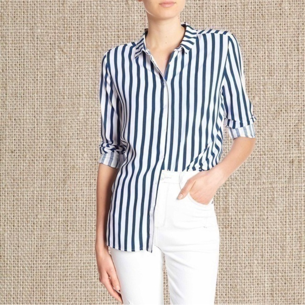 Blue stripe blouse button down